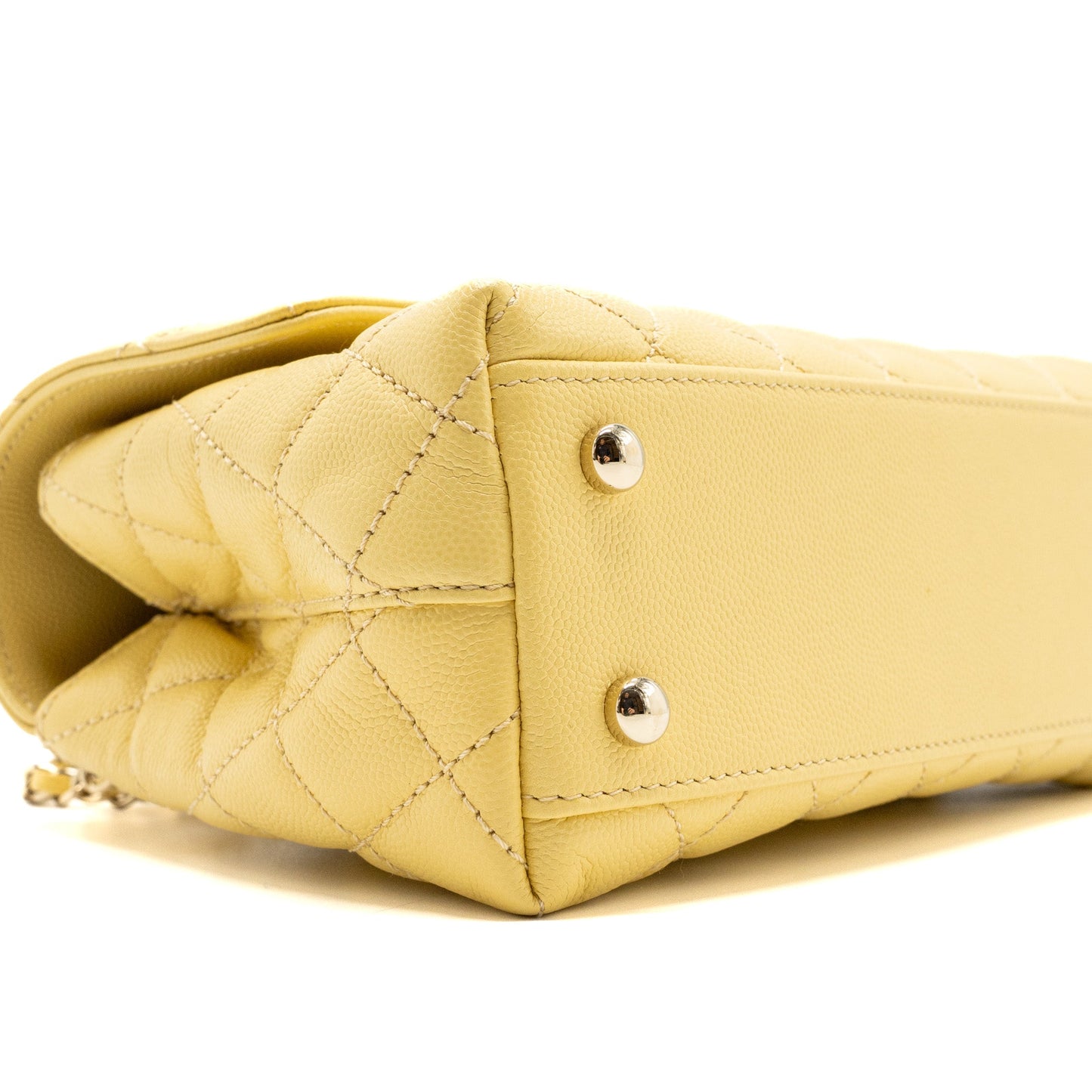 Chanel small coco handle caviar 22P light yellow LGHW (microchip)