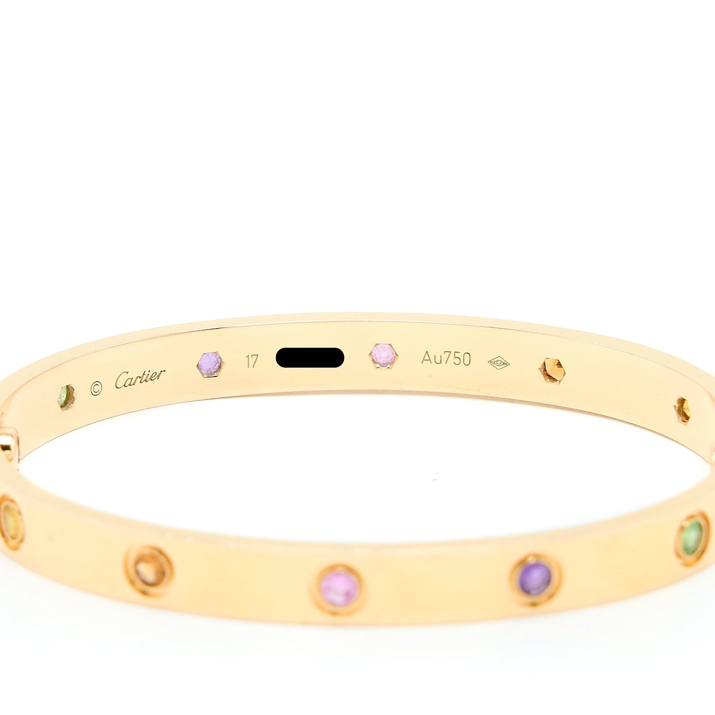 Cartier Size 17 Love Bracelet Multi Gem Rainbow Rose Gold