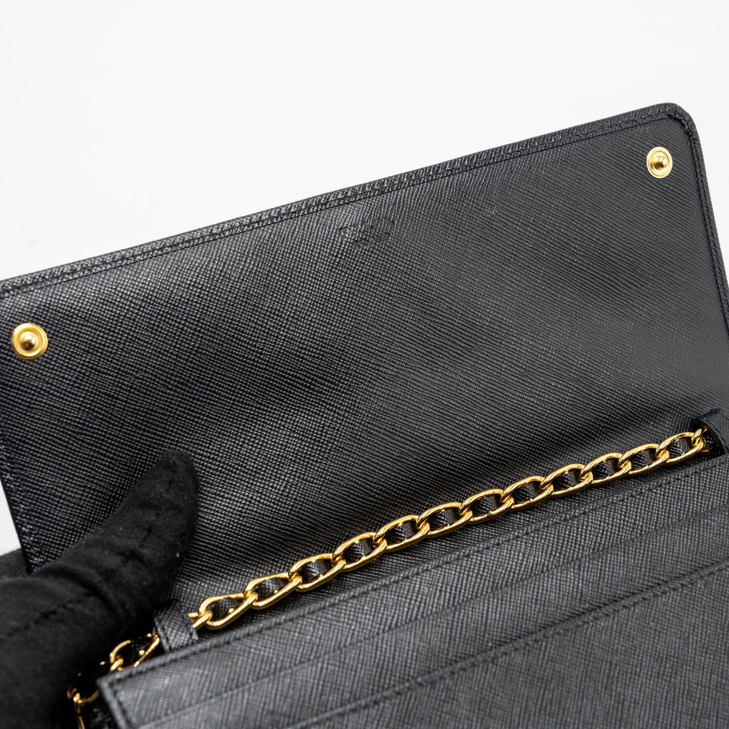 Prada long wallet with chain saffiano black GHW