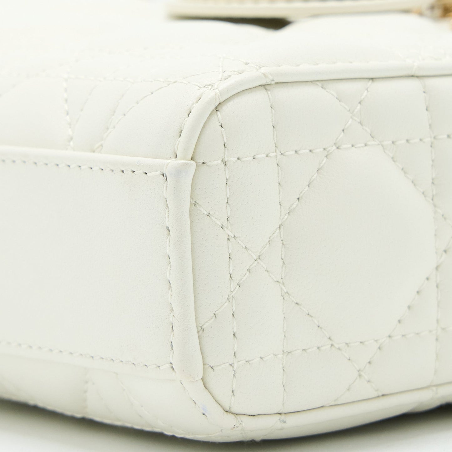 Dior Lady D-Joy Bag Latte Cannage Lambskin White LGHW