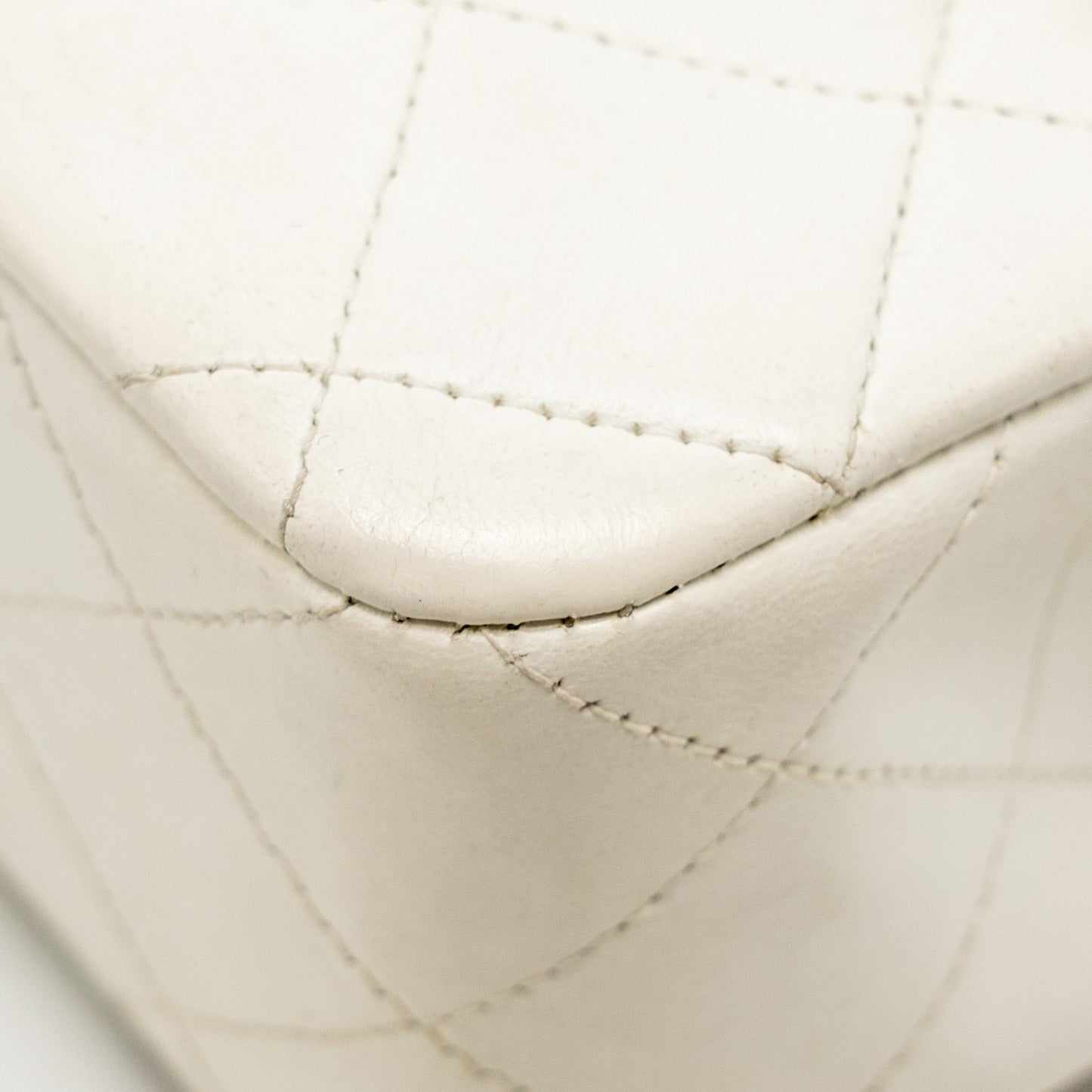 Chanel Vintage Small Classic Double Flap Bag Lambskin White GHW