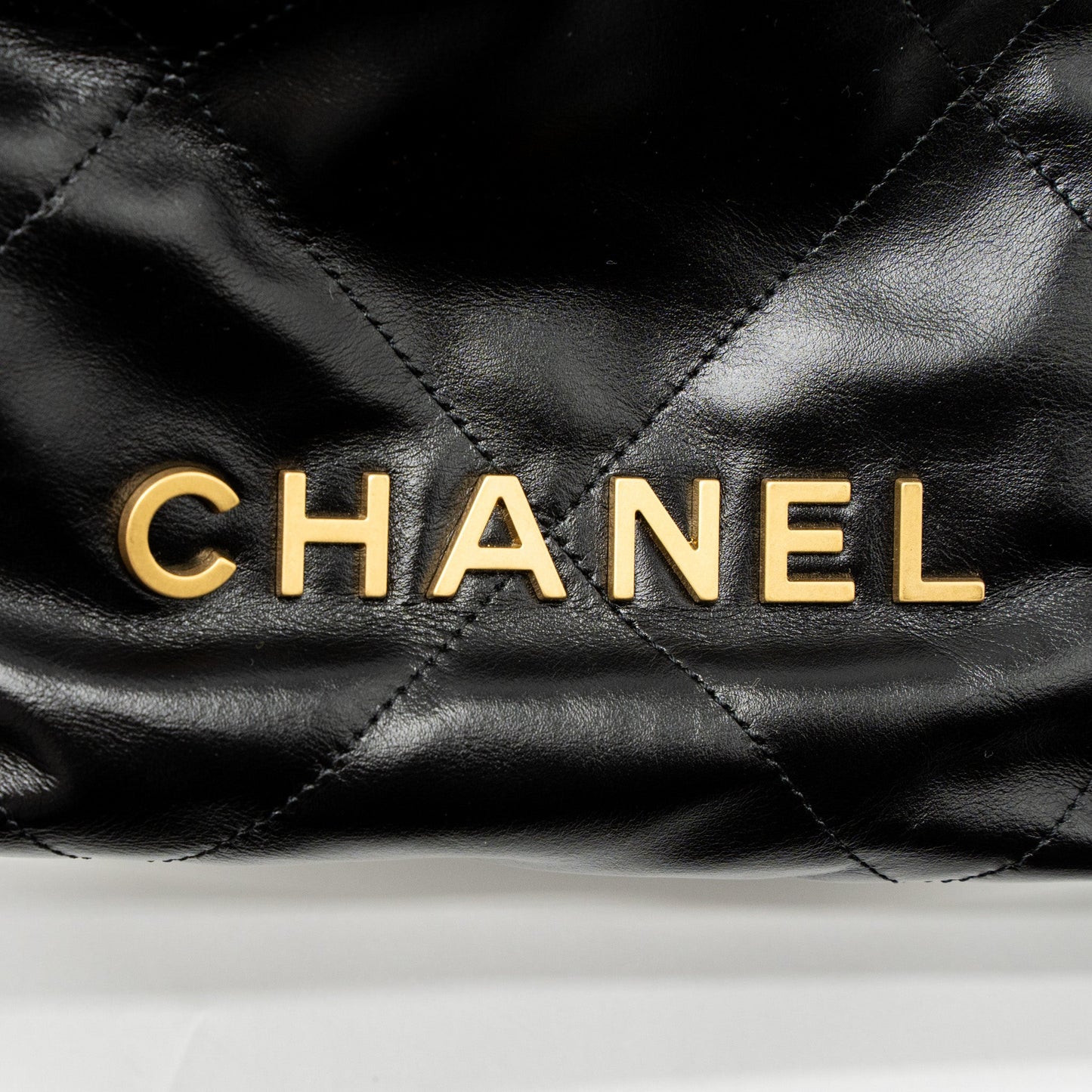 Chanel Mini 22 Bag Shiny Calfskin Black Brushed GHW (Microchip)