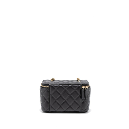 Chanel 23C Pearl Crush Long Vanity Lambskin Black Brushed GHW (Microchip)