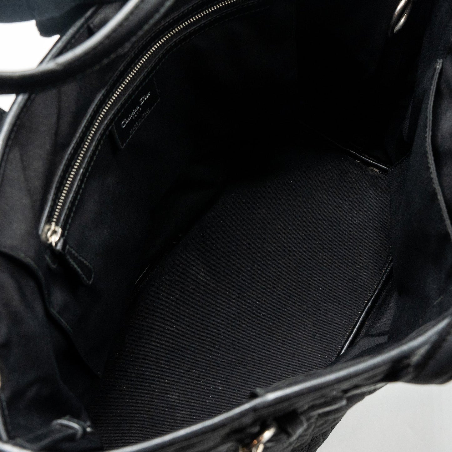 Dior Shopping Tote Bag Fabric/Leather Black SHW