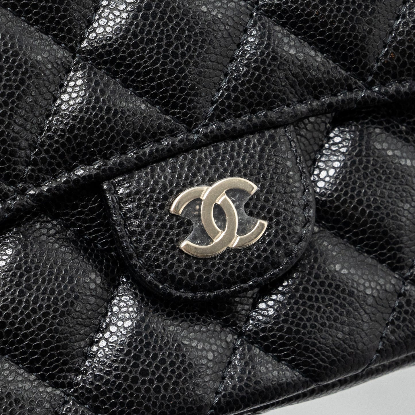 Chanel Double Pocket Wallet On Chain Caviar Black LGHW(Microchip)