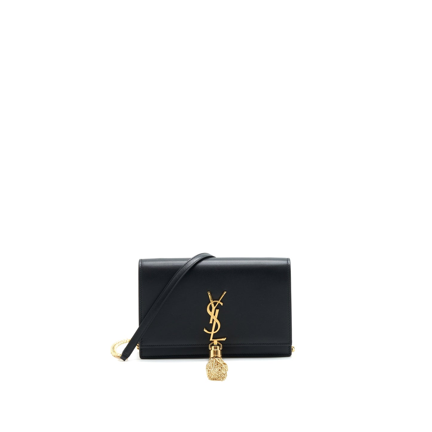 Saint Lauren  Kate wallet on chain with Tassel black GHW