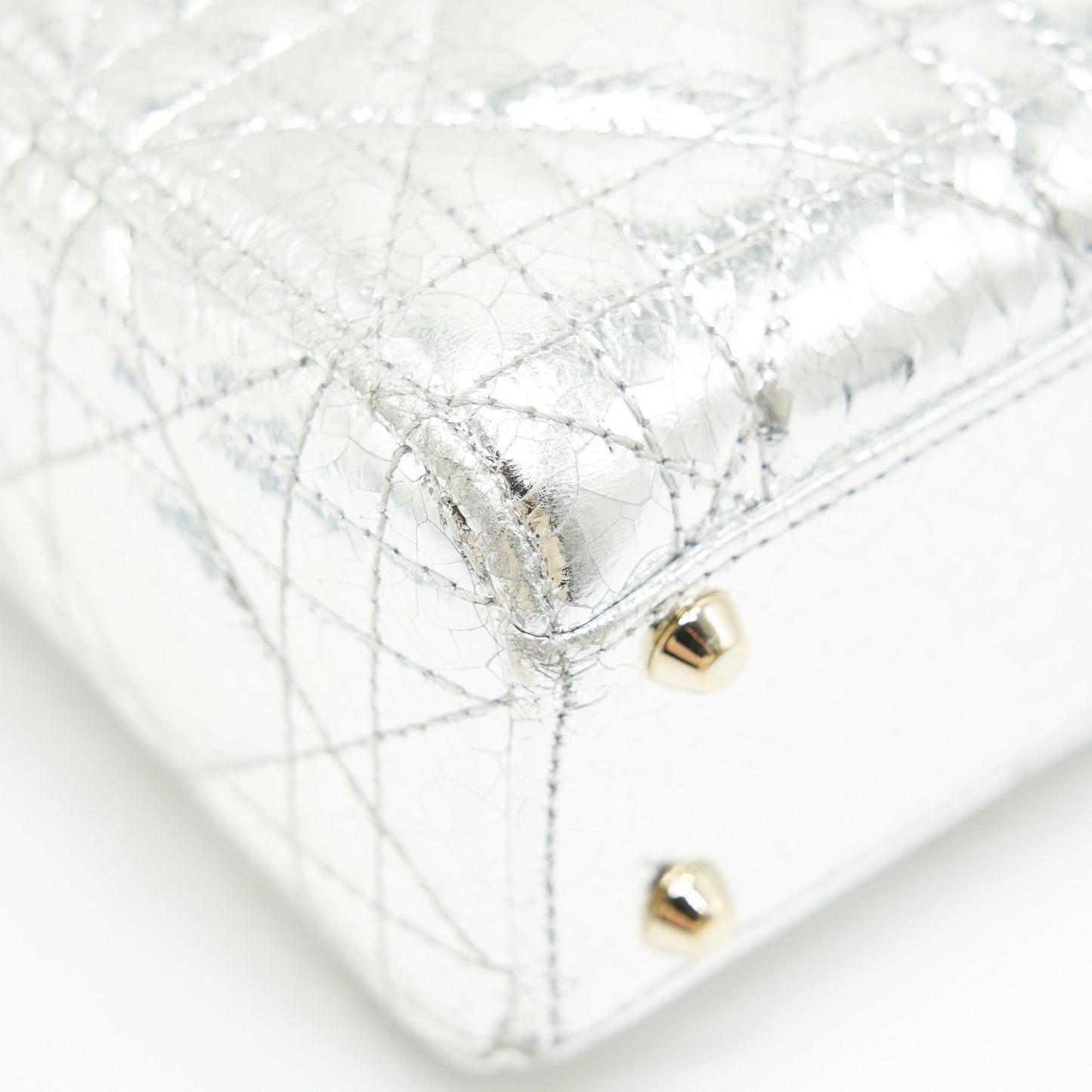 CHRISTIAN DIOR MINI LADY DIOR METALLIC SILVER