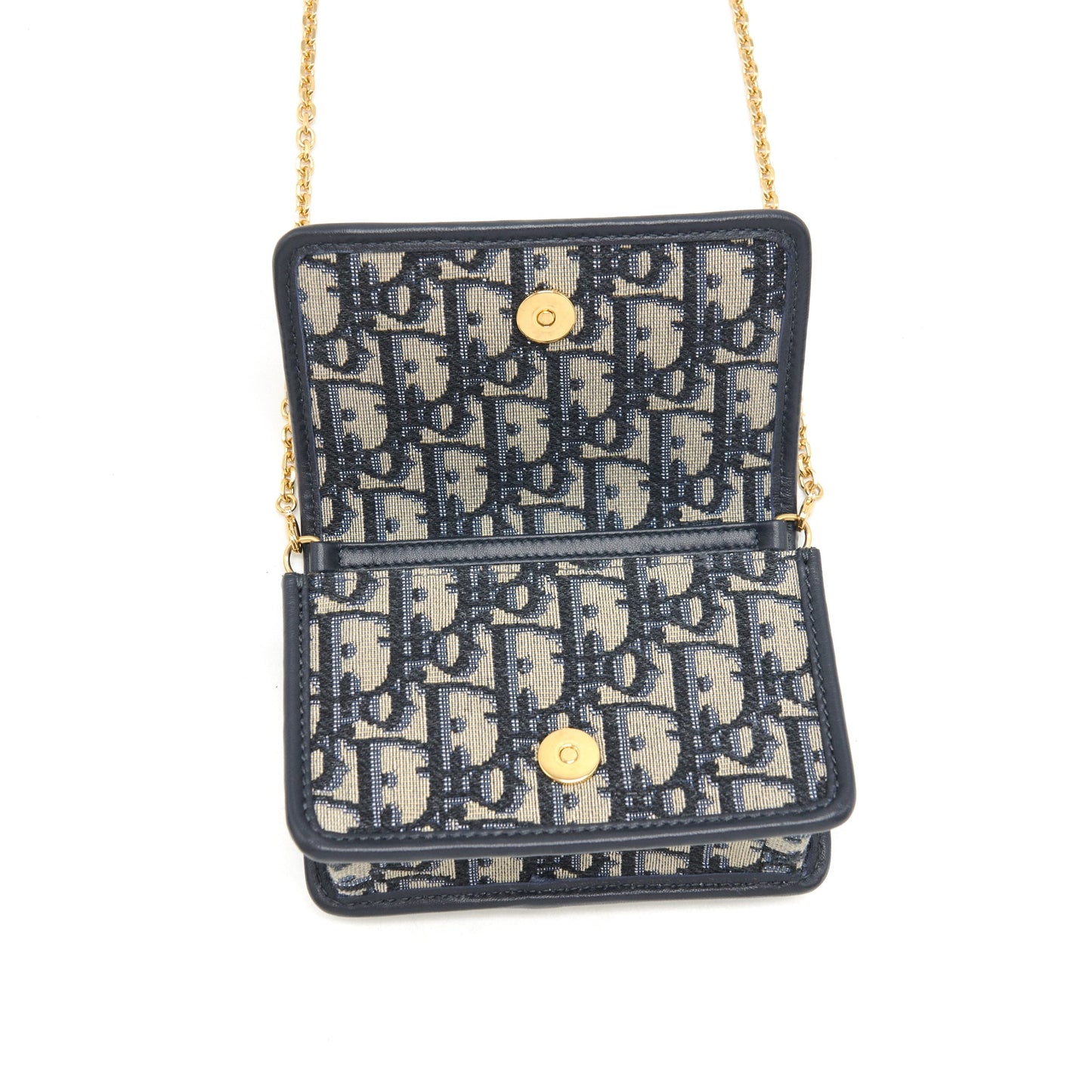 Dior 30 Montaign Nano pouch with Chain Blue Oblique jacquard