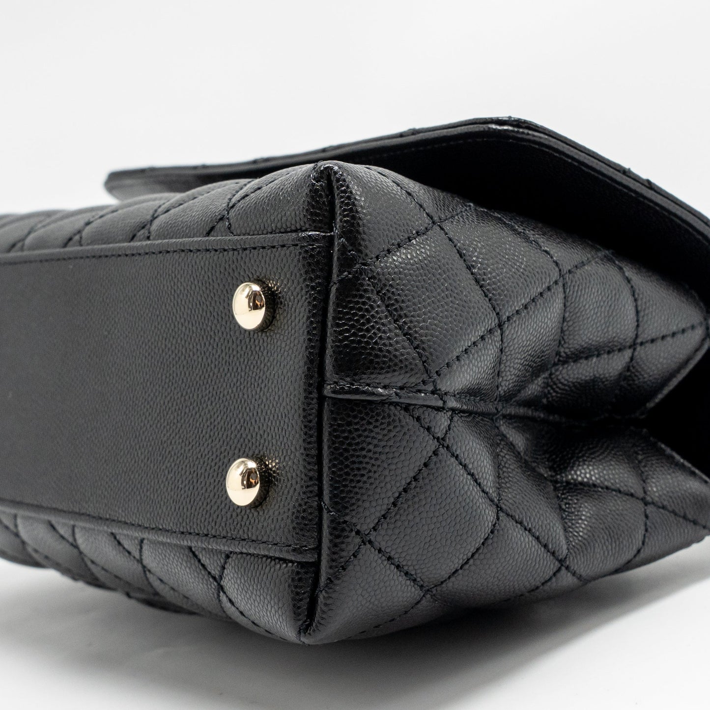 Chanel Small Coco Handle Caviar Black LGHW (microchip)