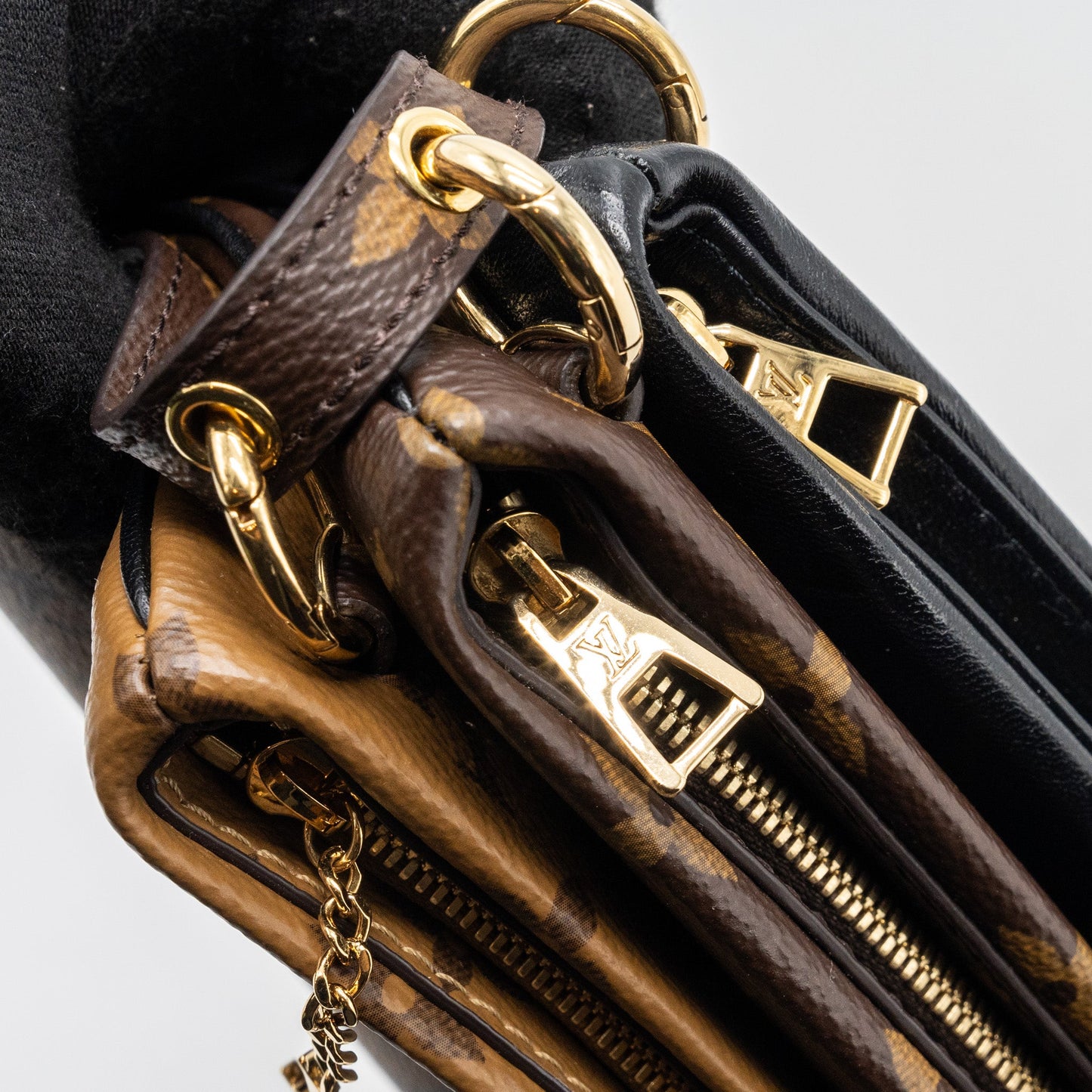Louis Vuitton LV3 Pochette Shoulder Bag Reverse Monogram Canvas Lambskin GHW