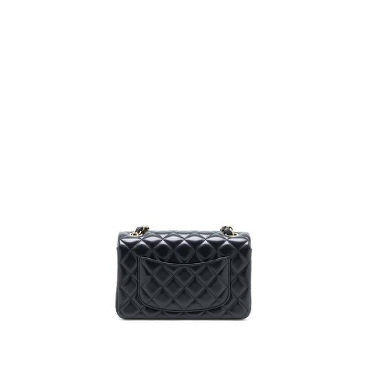 Chanel Classic Mini Rectangular Flap Bag Lambskin Black LGHW (Microchip)