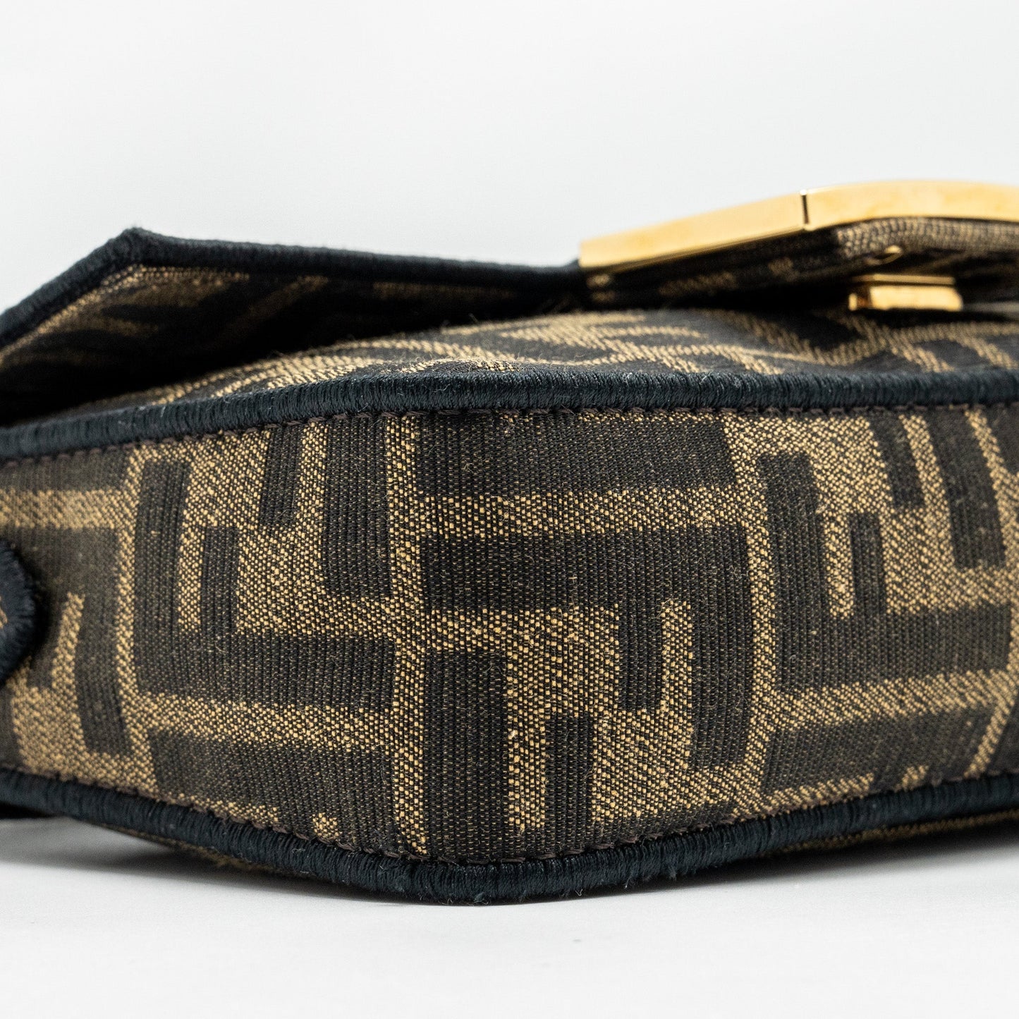 Fendi Mini Baguette Bag FF Jacquard Fabric Brown GHW