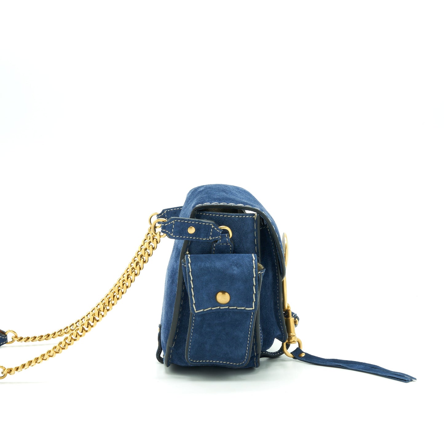 Chloe Porte Epaule Bag Suede Royal Blue GHW