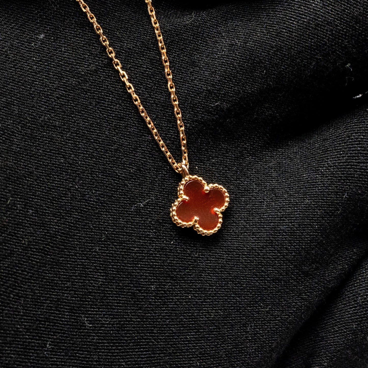 Van Cleef & Arpels Sweet Alhambra Pendant Carnelian Rose Gold