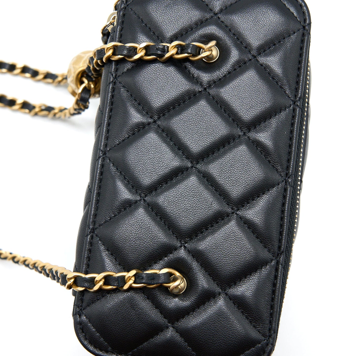 Chanel Pearl Crush Long Vanity Lambskin Black GHW (Microchip)
