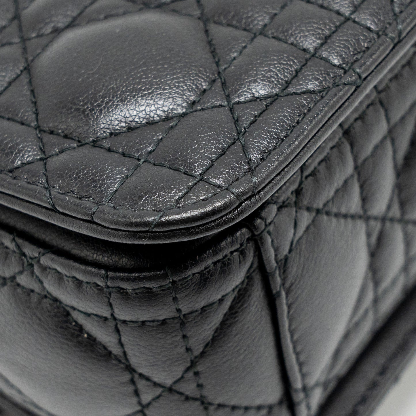 DIOR Small Dior Jolie Top Handle Bag Cannage Calfskin Black GHW