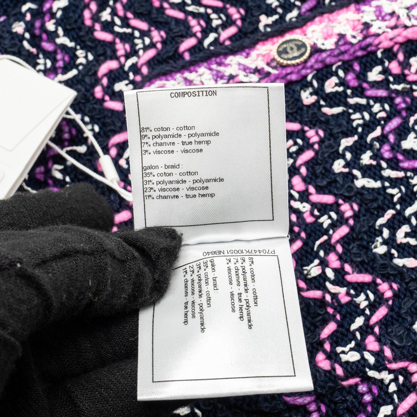 Chanel 21p Size 34 Pants Tweed Navy Blue/Purple/Pink