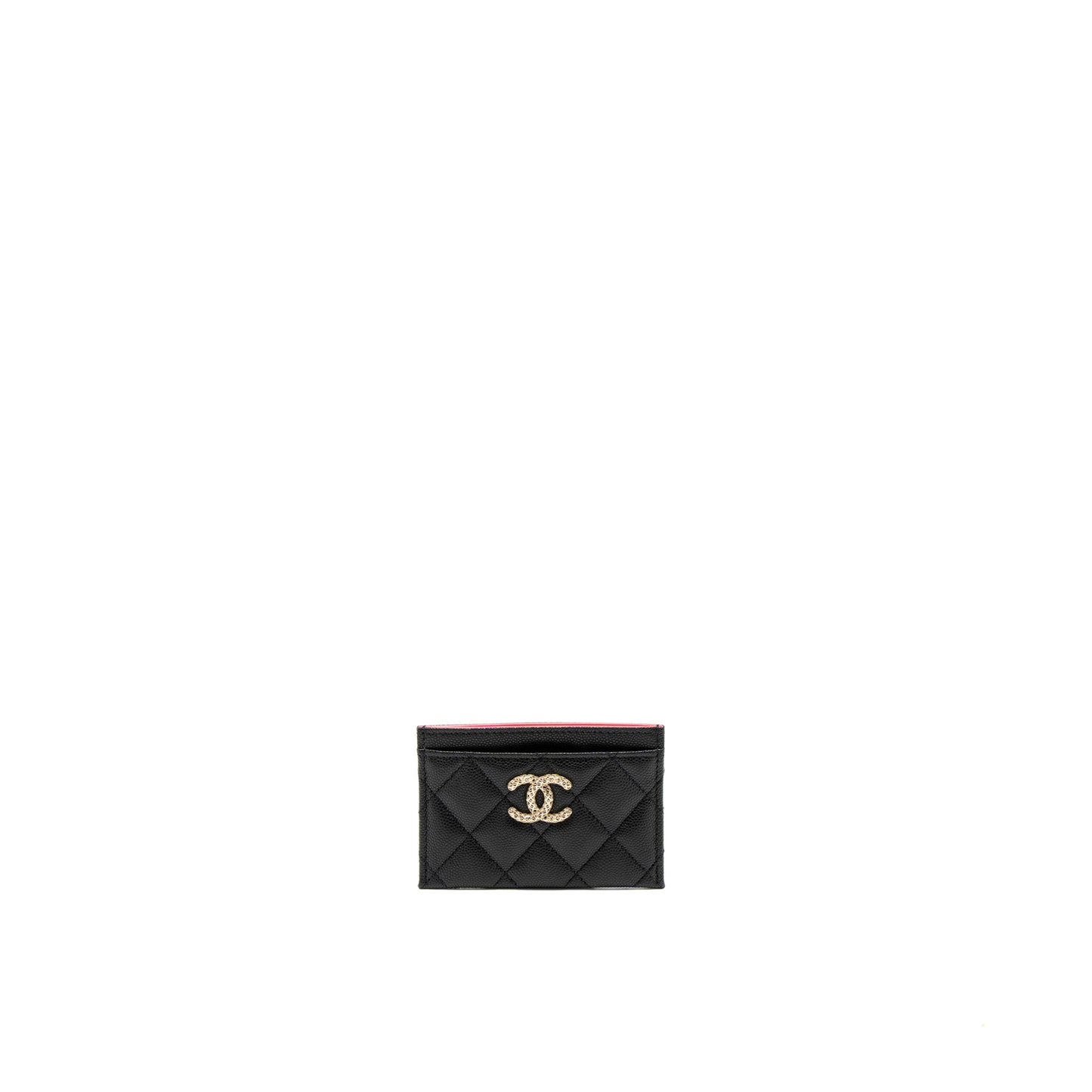 Chanel 23P Quilted CC Logo Card Holder Caviar Black LGHW (Microchip)