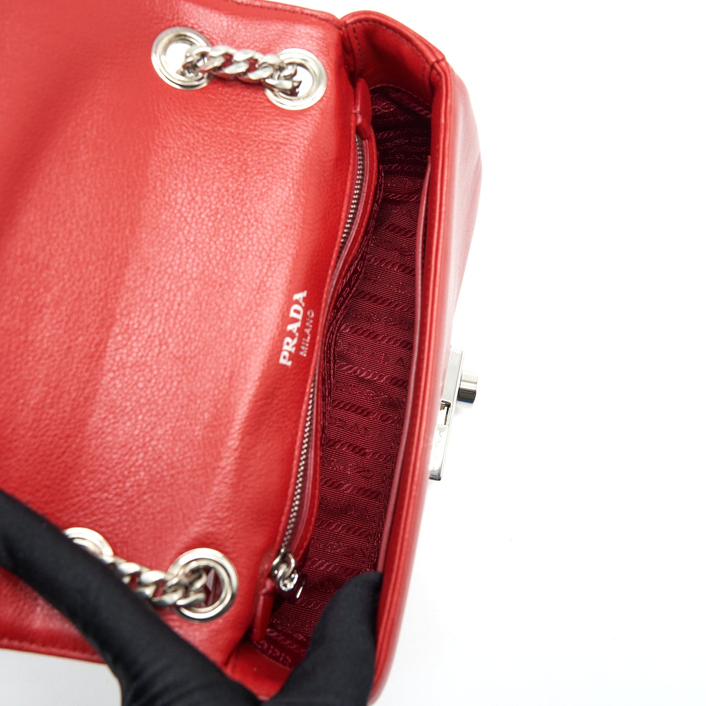 Prada Glacé Crossbody Bag Calfskin Red SHW