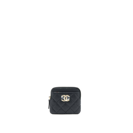 Chanel 23C Zipped Coin Purse Caviar Black LGHW (Microchip)