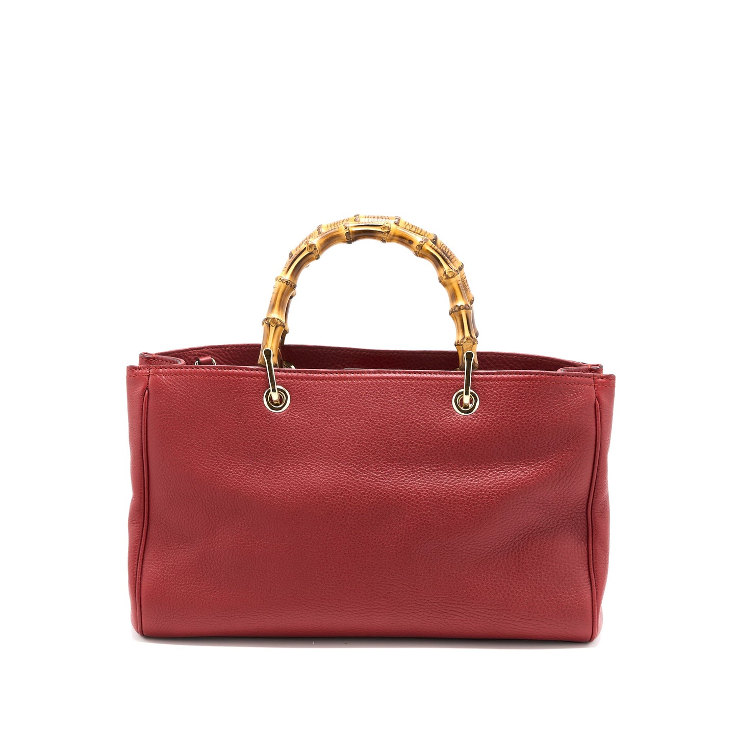 Gucci Crossbody Tote Bag Bamboo Handle Calfskin Red LGHW