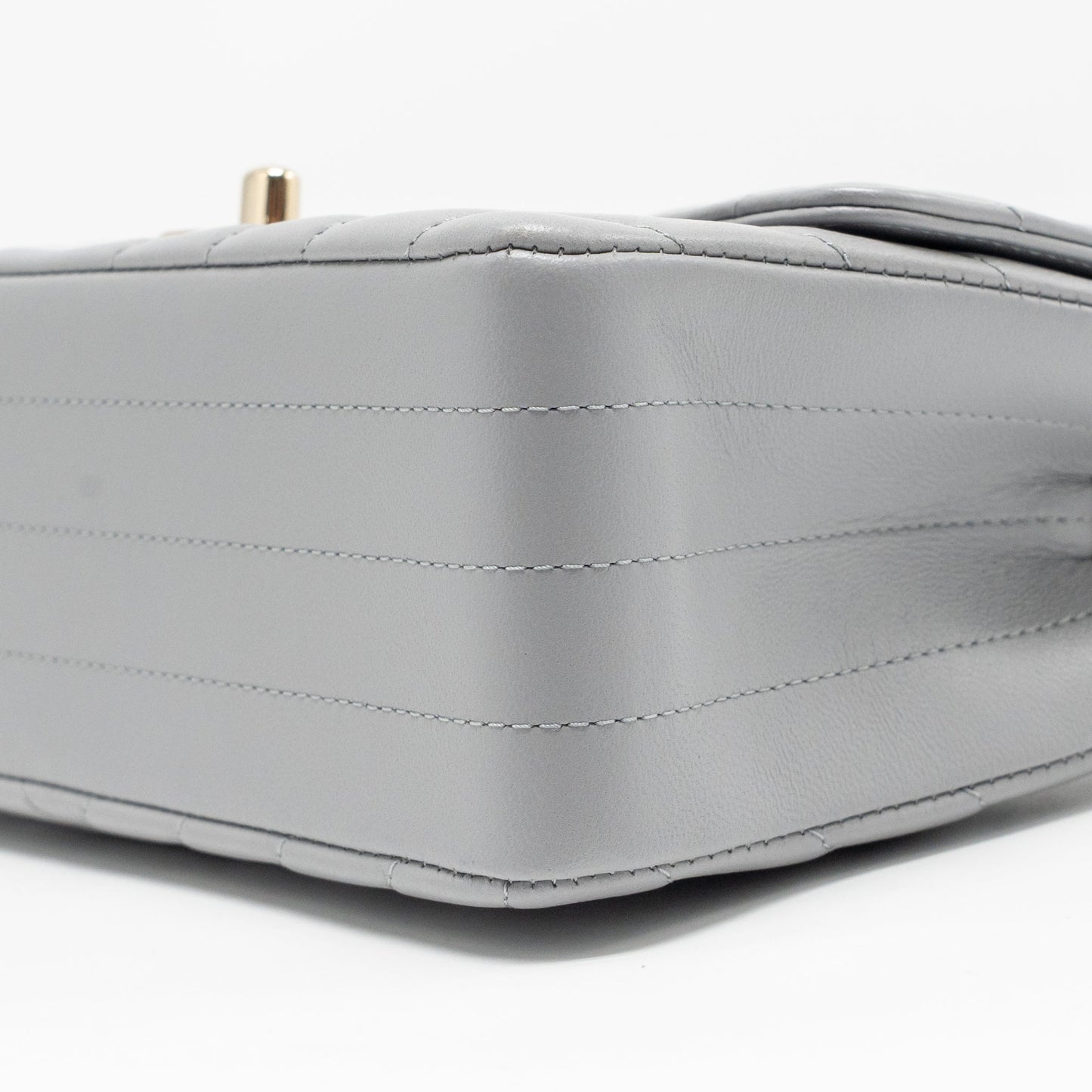Chanel Mini Rectangular Flap Bag Chevron Lambskin Grey LGHW