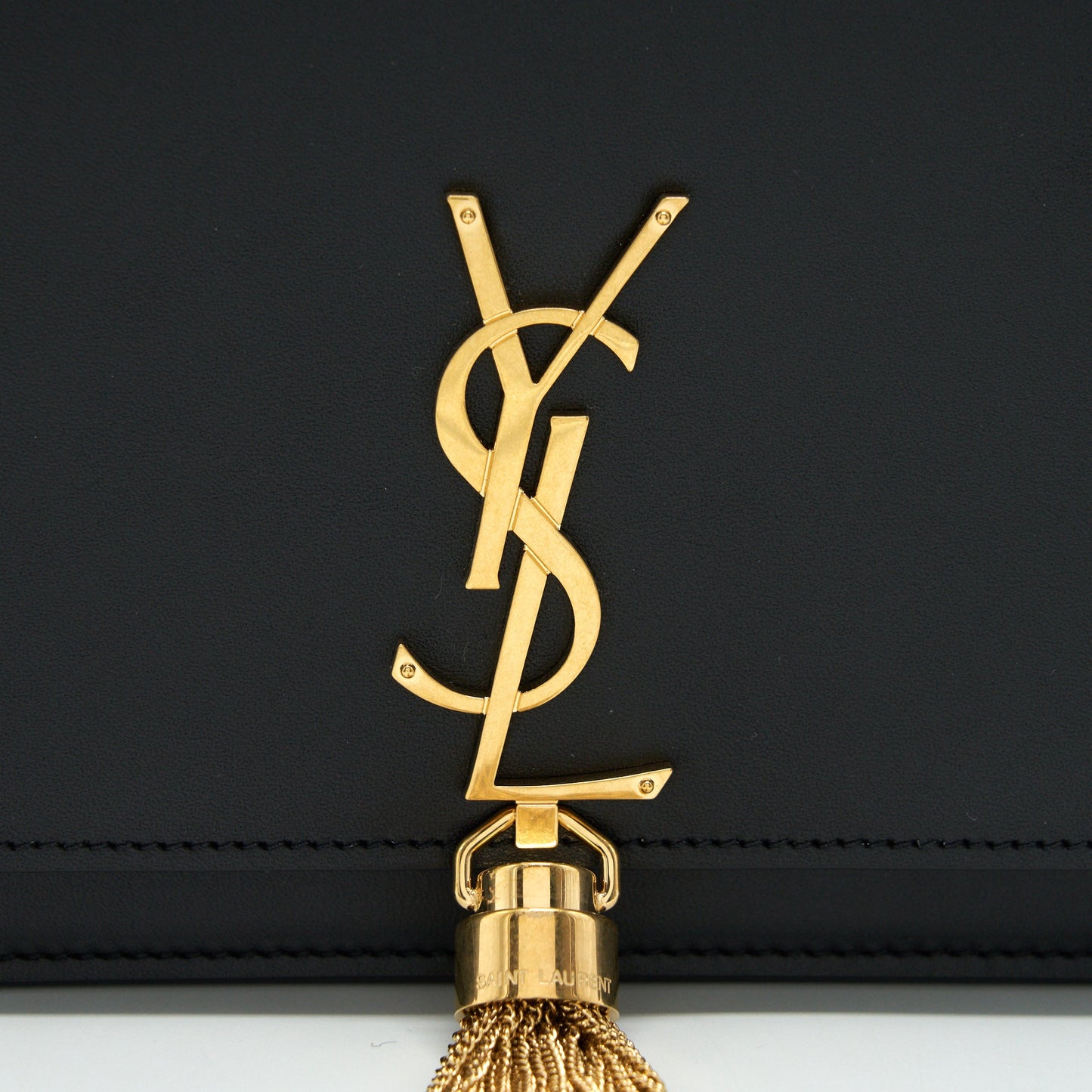 Saint Lauren  Kate wallet on chain with Tassel black GHW