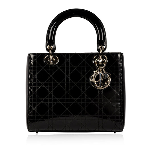Luxury Dior Lady Luxury Dior Black Patent Leather Medium