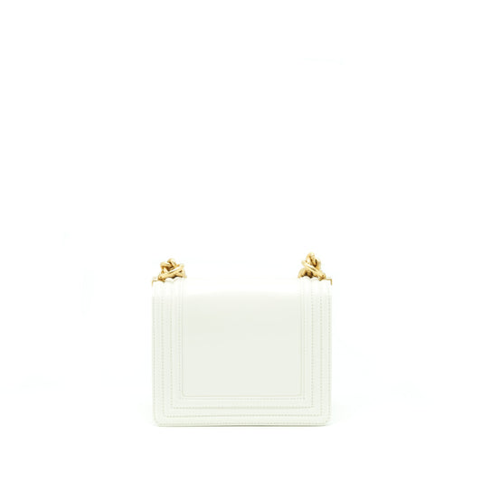 Chanel Mini Boy Handbag Calfskin White GHW (Microchip)