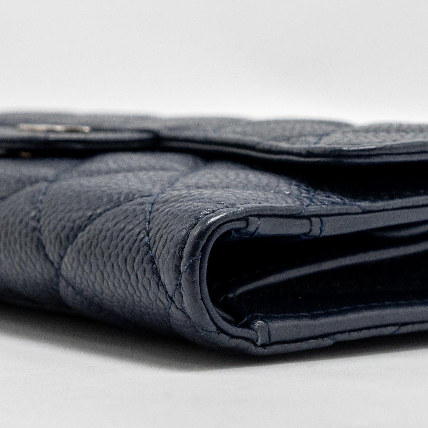 Chanel Classic Flap Long Wallet Caviar Dark Blue SHW