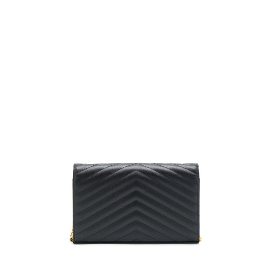 Saint laurent Envelope Chain Crossbody Bag Grained CalfSkin black GHW