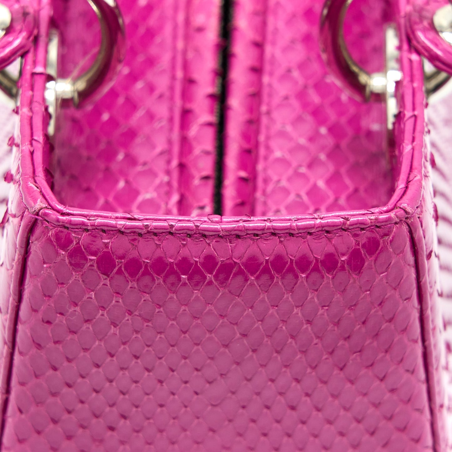 Dior Medium Lady Dior Python Pink SHW