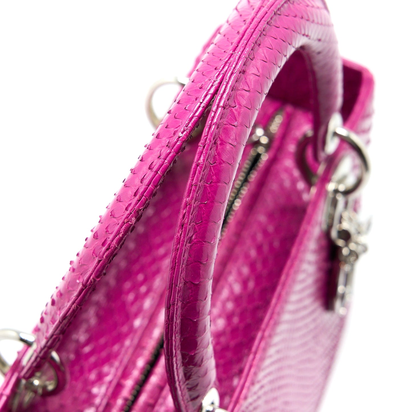 Dior Medium Lady Dior Python Pink SHW