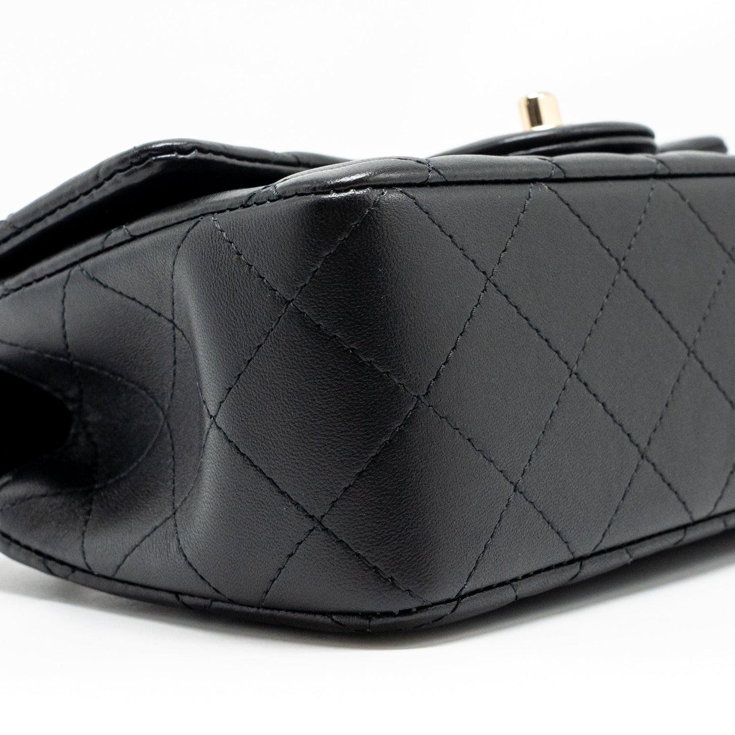 Chanel Top Handle Mini Rectangular Flap Bag Lambskin Black LGHW (microchip)