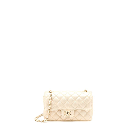 Chanel 21P Mini Rectangular Flap Bag Grained Lambskin Gold LGHW