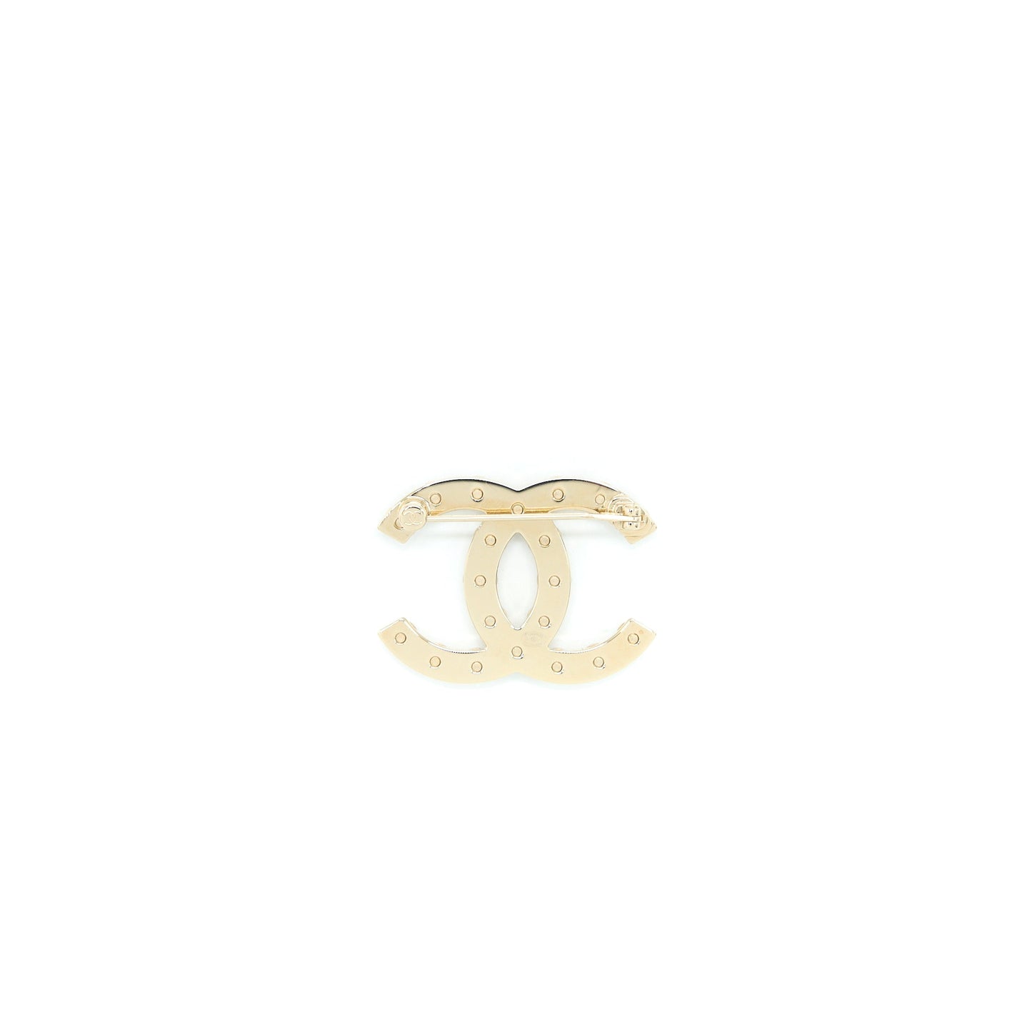 Chanel CC Logo With Pearl Brooch Light Gold Tone