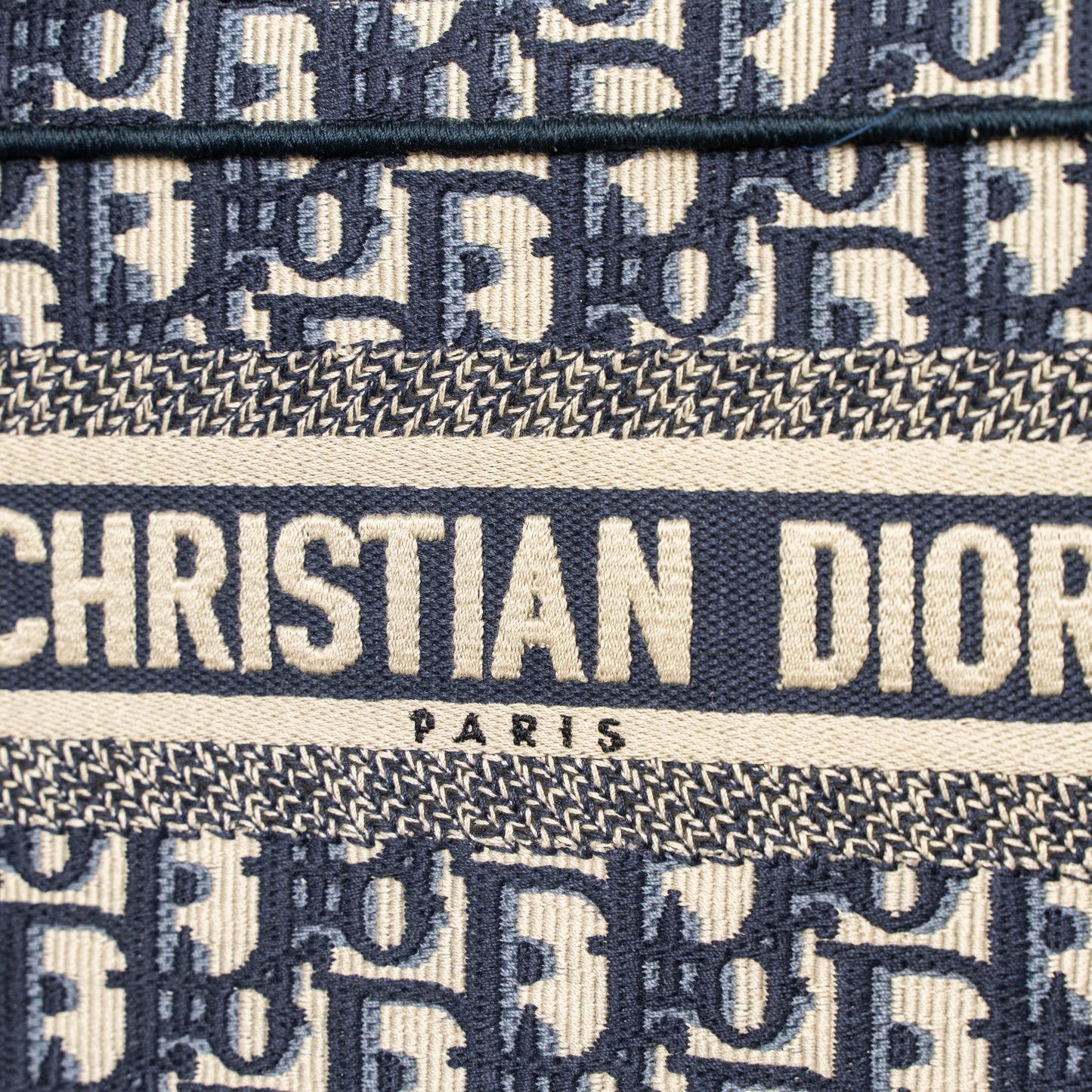 Dior Mini book Tote Blue Oblique Embroidery