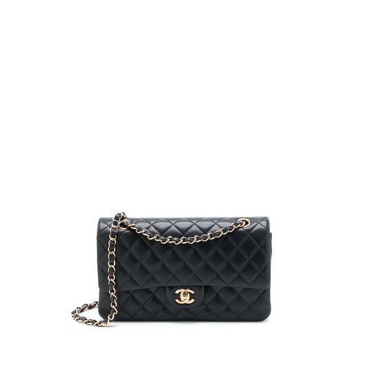 Chanel Medium Classic Flap Bag Lambskin Black RGHW (Microchip)