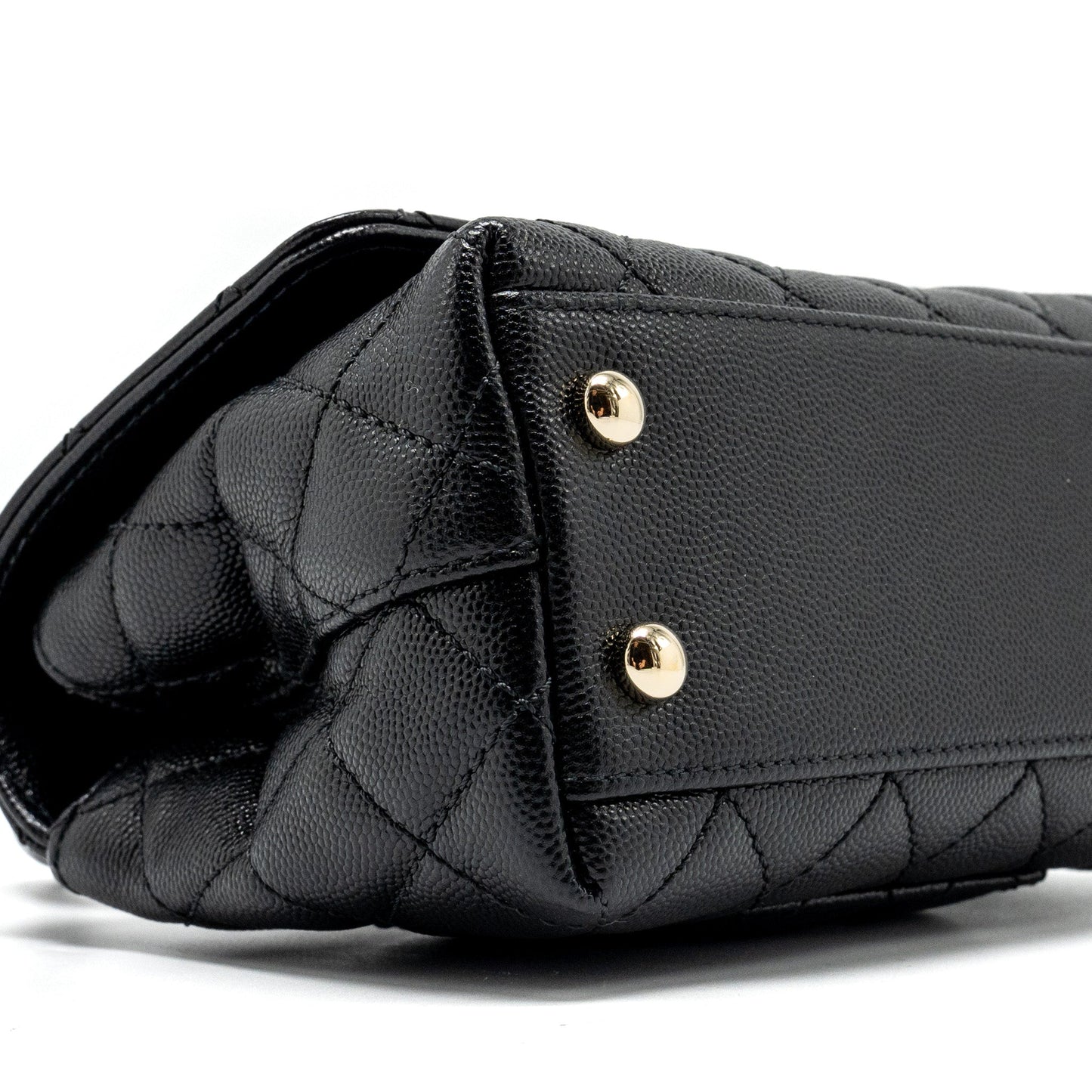Chanel Mini Coco Handle with Lizard Embossed Handle Caviar Black LGHW (microchip)