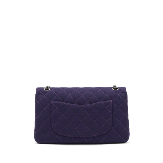 Chanel 2.55 Reissue 226 Double Flap Bag Fabric Purple Ruthenium Sliver Hardware
