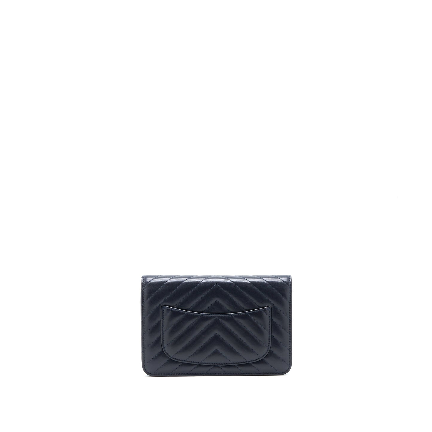 Chanel Wallet On Chain Chevron Lambskin Navy SHW