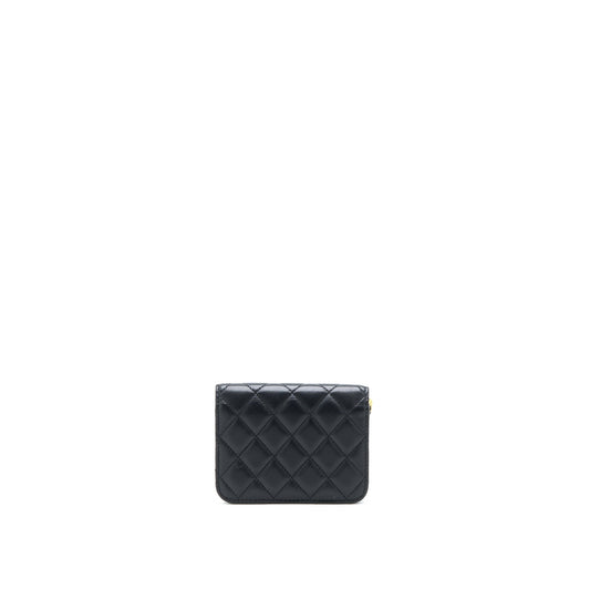 Chanel Pearl Crush Mini Flap Belt Bag with Chain Lambskin Black Brushed GHW