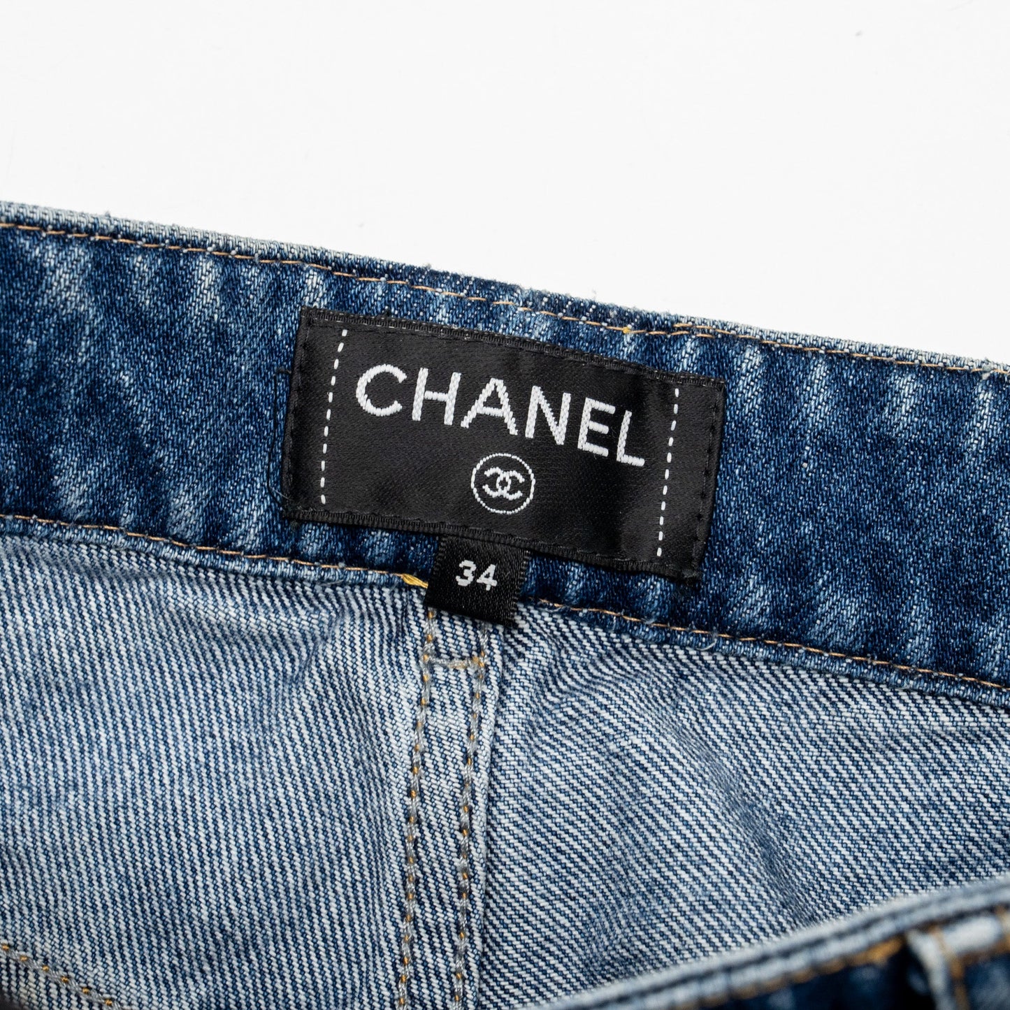 Chanel size 34 coco chanel print denim jeans Cotton blue