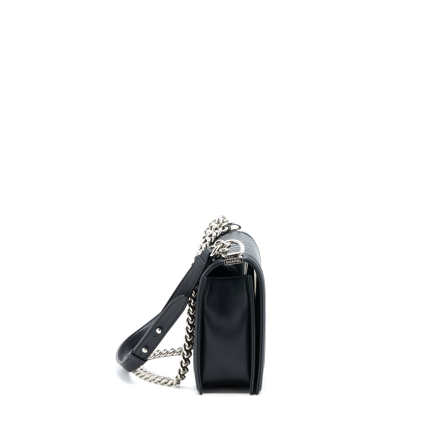 Chanel New Medium Boy Bag Chevron Lambskin Black SHW