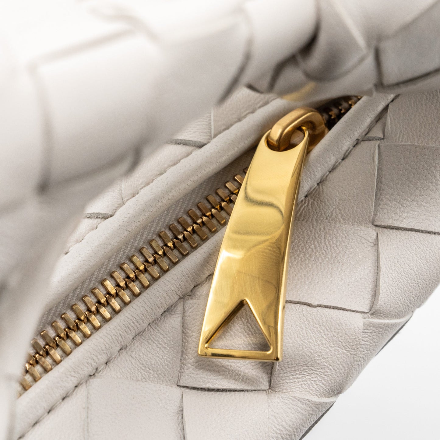 Bottega Veneta Mini Jodie Lambskin Chalk GHW
