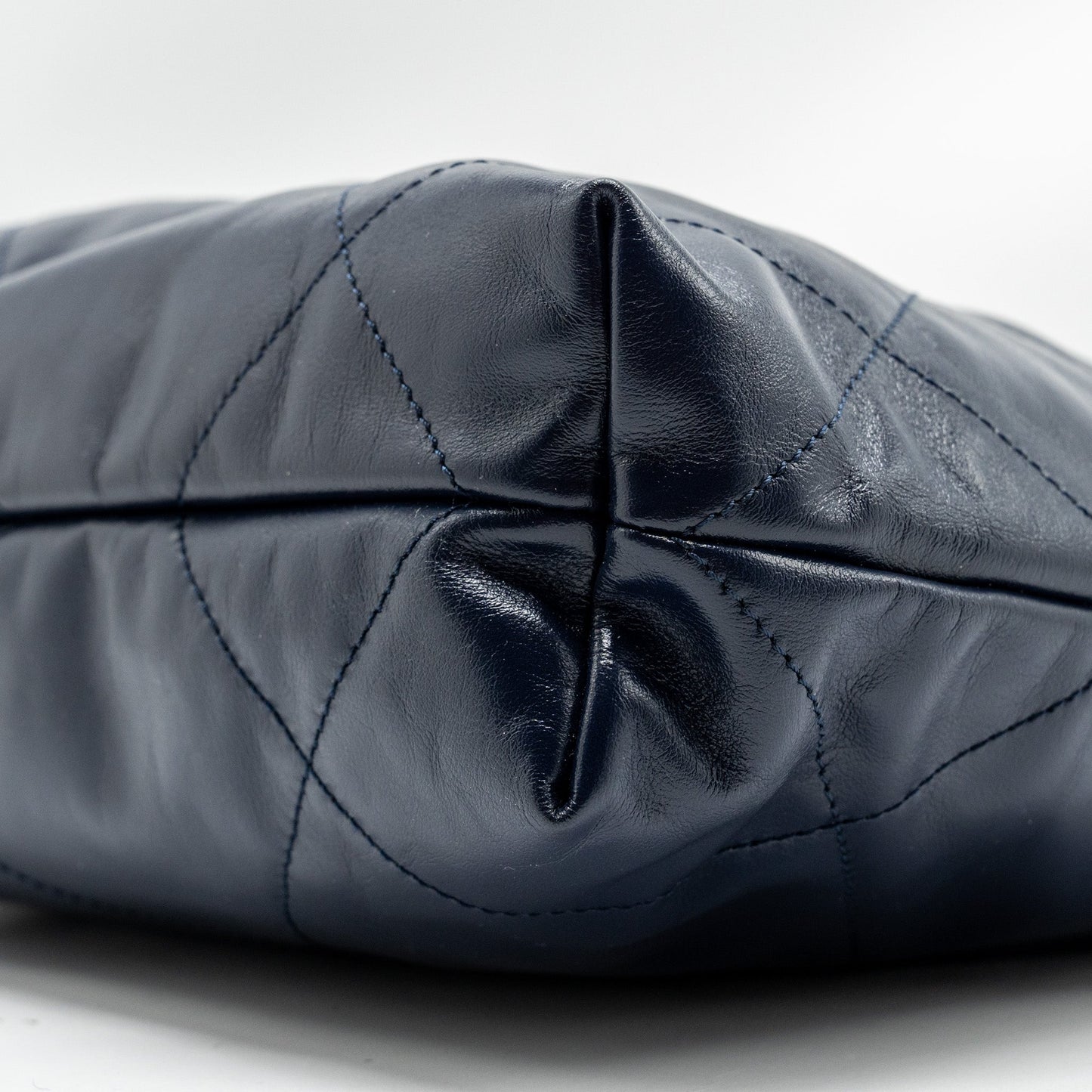 Chanel Small 22 bag calfskin dark blue GHW (microchip)