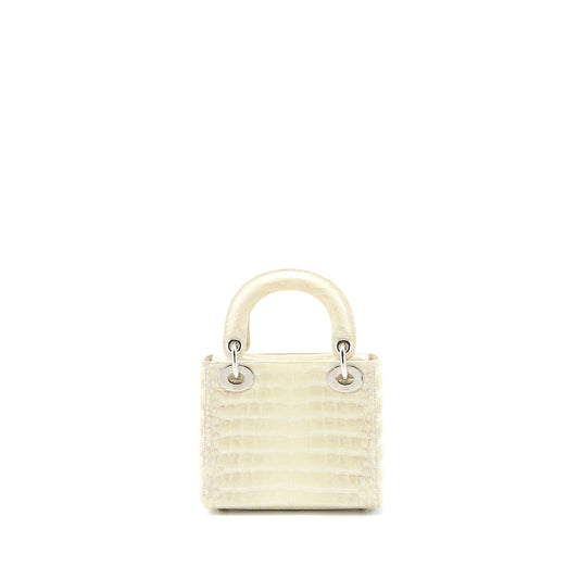 Dior Mini Lady Dior Himalayan Crocodile White SHW