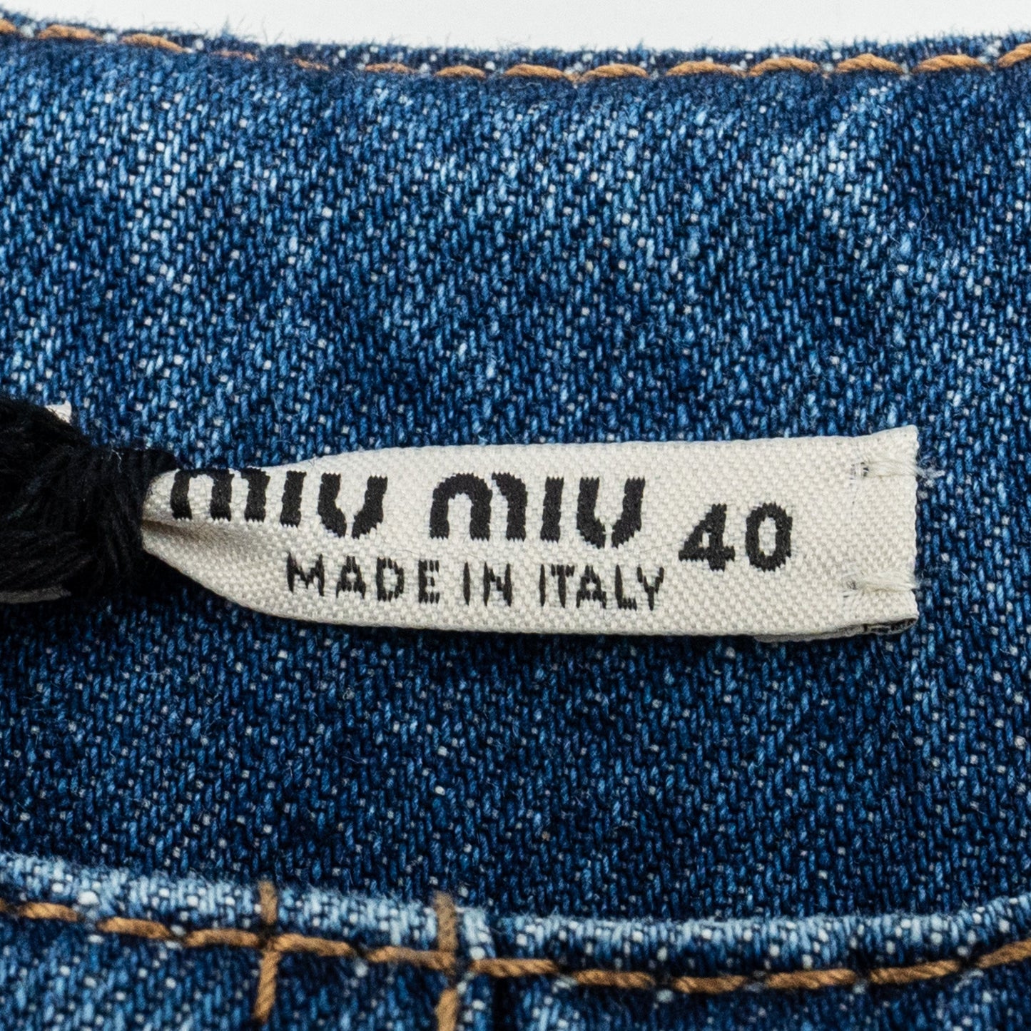 Miu Miu Size 40 Appliquéd Mini Dress Cotton Denim Blue