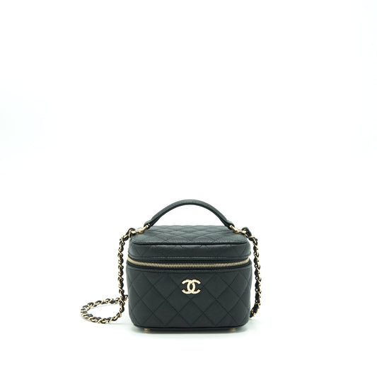 Chanel 22S Top Handle Vanity Caviar Black LGHW (Microchip)