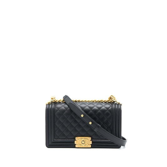 Chanel Medium Boy Bag Caviar Black Brushed GHW